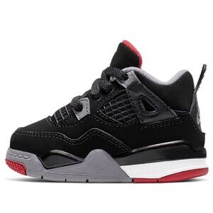 Nike Black and Red Sneakers with Chunky Design Jordan 4 Retro (Infant/Toddler